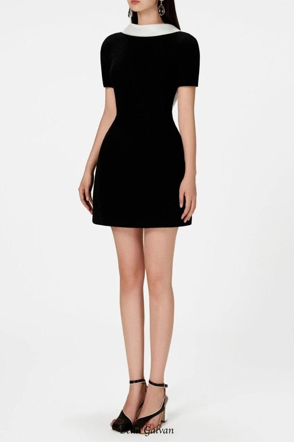 Cowl Neck backless mini Dress in black