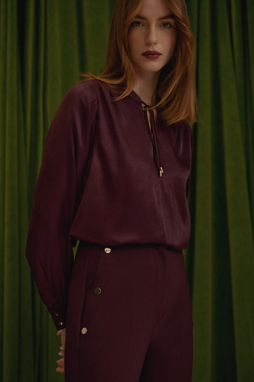 Flowering Girl Women Viscose blouse in burgundy