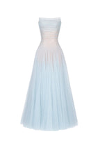 carol Draped Lace Maxi Dress in blue