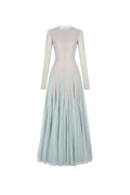 anila mint mesh long sleeve slim maxi dress