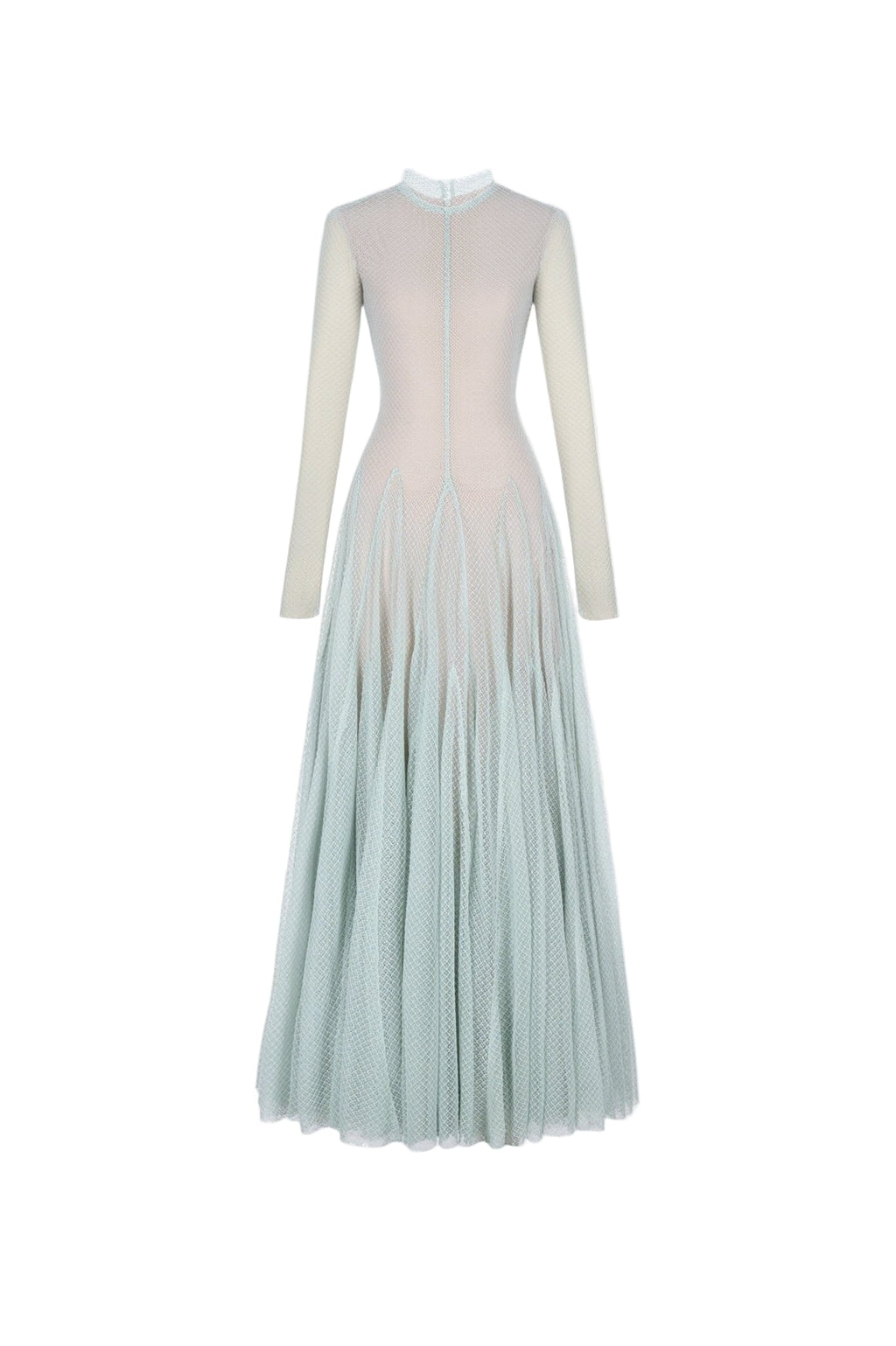 Flowering Girl Women Anila Mint Mesh Long Sleeve Slim Maxi Dress