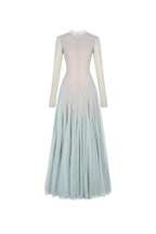 Flowering Girl Women Anila Mint Mesh Long Sleeve Slim Maxi Dress