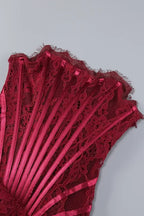 Burgundy Lace Overlay Bustier Mini Dress