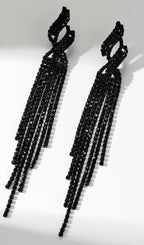 Flowering Girl Women Dunya Black Rhinestone Tassel Earrings
