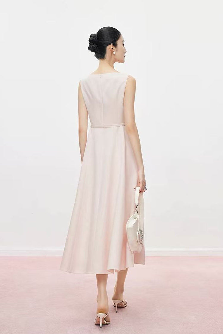 Blush 3D Floral Sleeveless Midi Formal Dress
