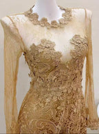 Sheer Lace Long Sleeve Skort Romper
