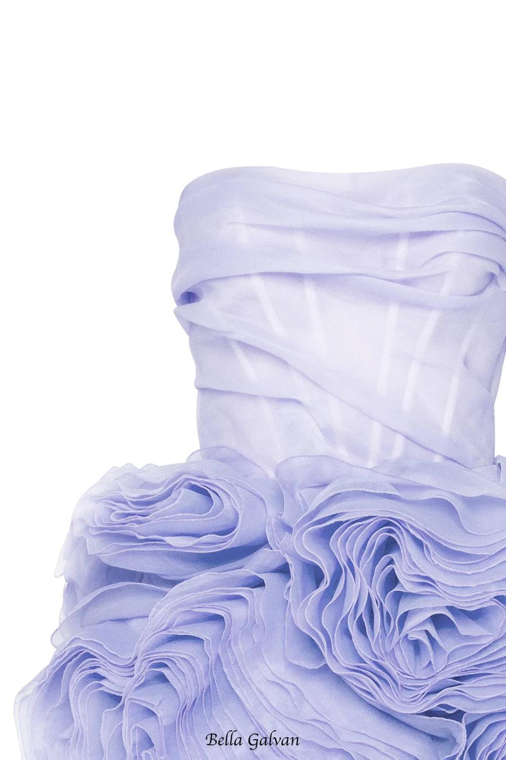 georgia Appliquéd organza lavender mini dress