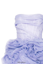 georgia Appliquéd organza lavender mini dress