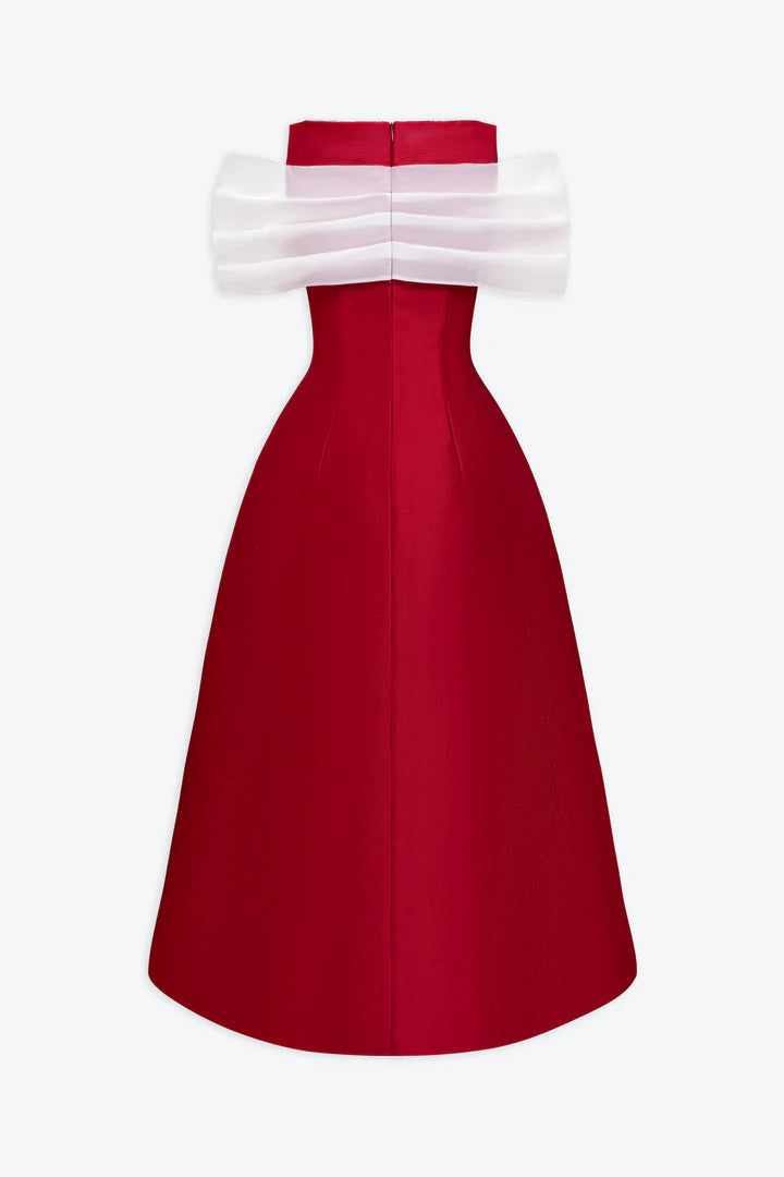 Flowering Girl Women elfa boat-neck midi dress in red