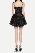 Jubin Mesh printed fishbone mini dress in black