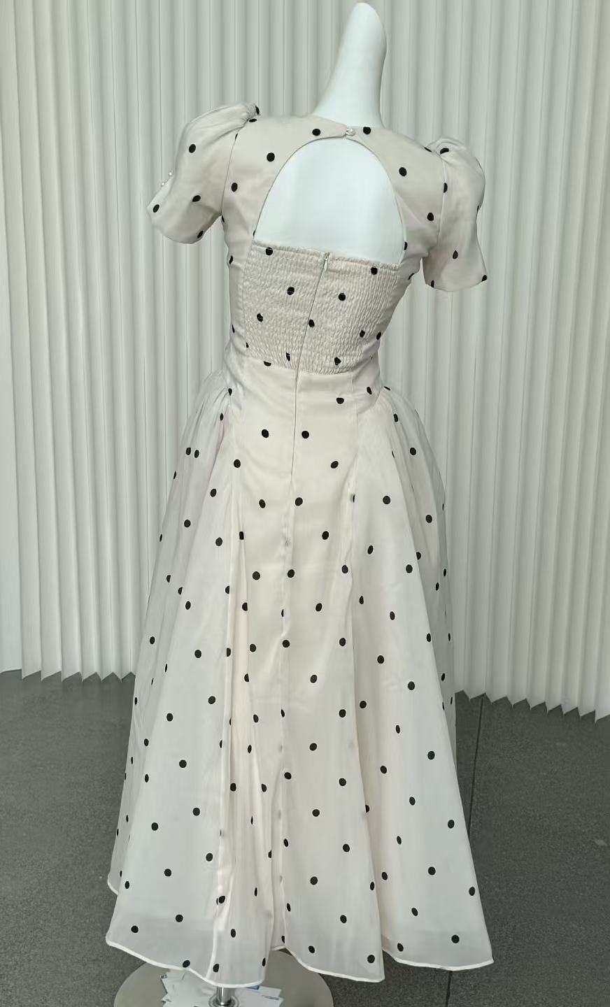 Javaneh White Polka Dot Maxi Dress