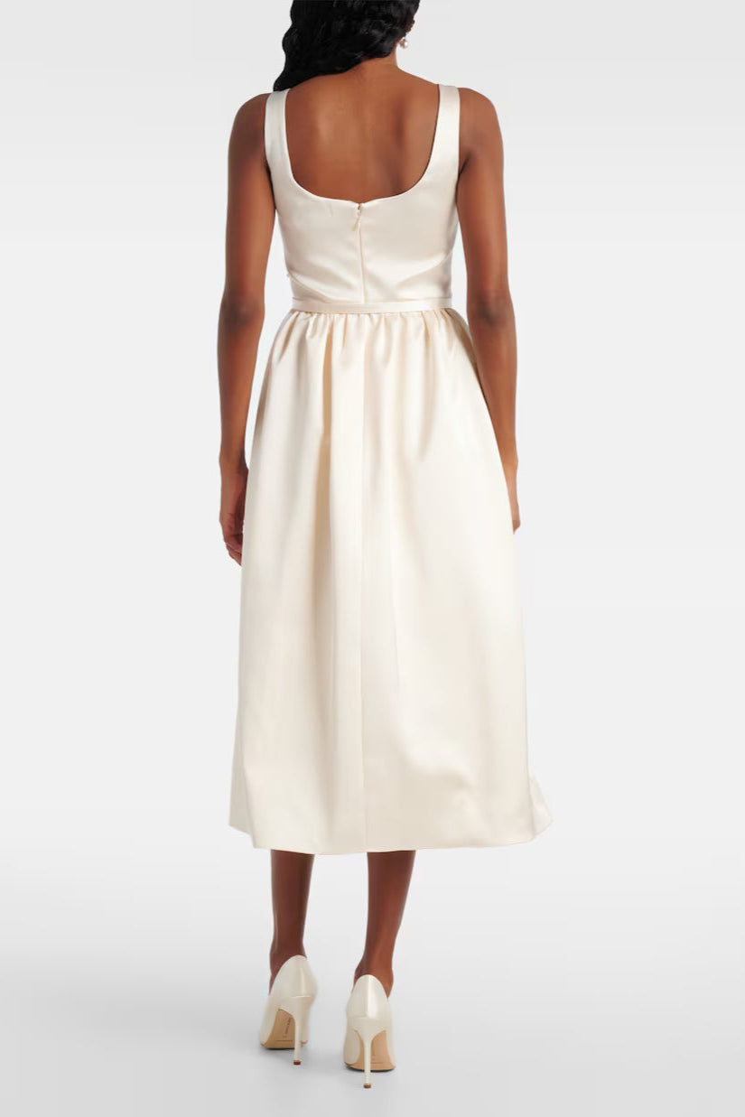 Flowering Girl Women Polly Floral-Appliqué Satin Midi Dress In Ivory