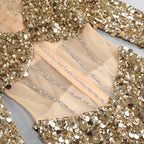 Flowering Girl Women sequin long sleeve maxi dress in gold