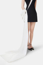 Flowering Girl Women Shoulder Pad Black mini Dress