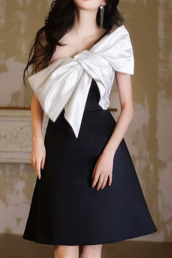 Flowering Girl Women Bow-Tie Off-Shoulder Mini Dress