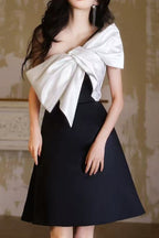 Flowering Girl Women Bow-Tie Off-Shoulder Mini Dress