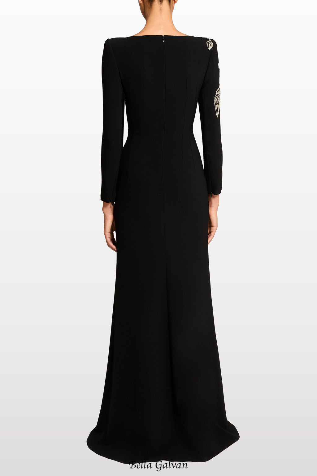 monica rhinestone Orchid Floral-Embellished Maxi Dress in black