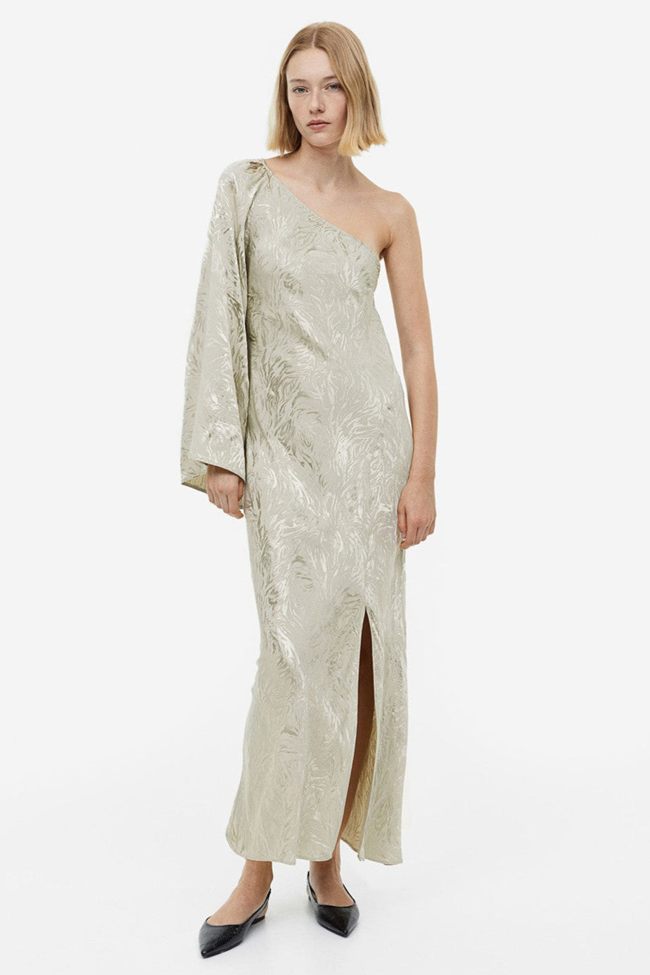 Flowering Girl Women Jacquard-Weave One-Shoulder Dress