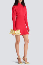 Flowering Girl Women Roberta Long Sleeve Flared Knit Mini Dress In Red