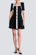 Two-tone A-line knit dress