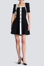 Two-tone A-line knit dress