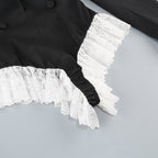 Flowering Girl Women v-neck lace-embellished jumpsuit blazer in black