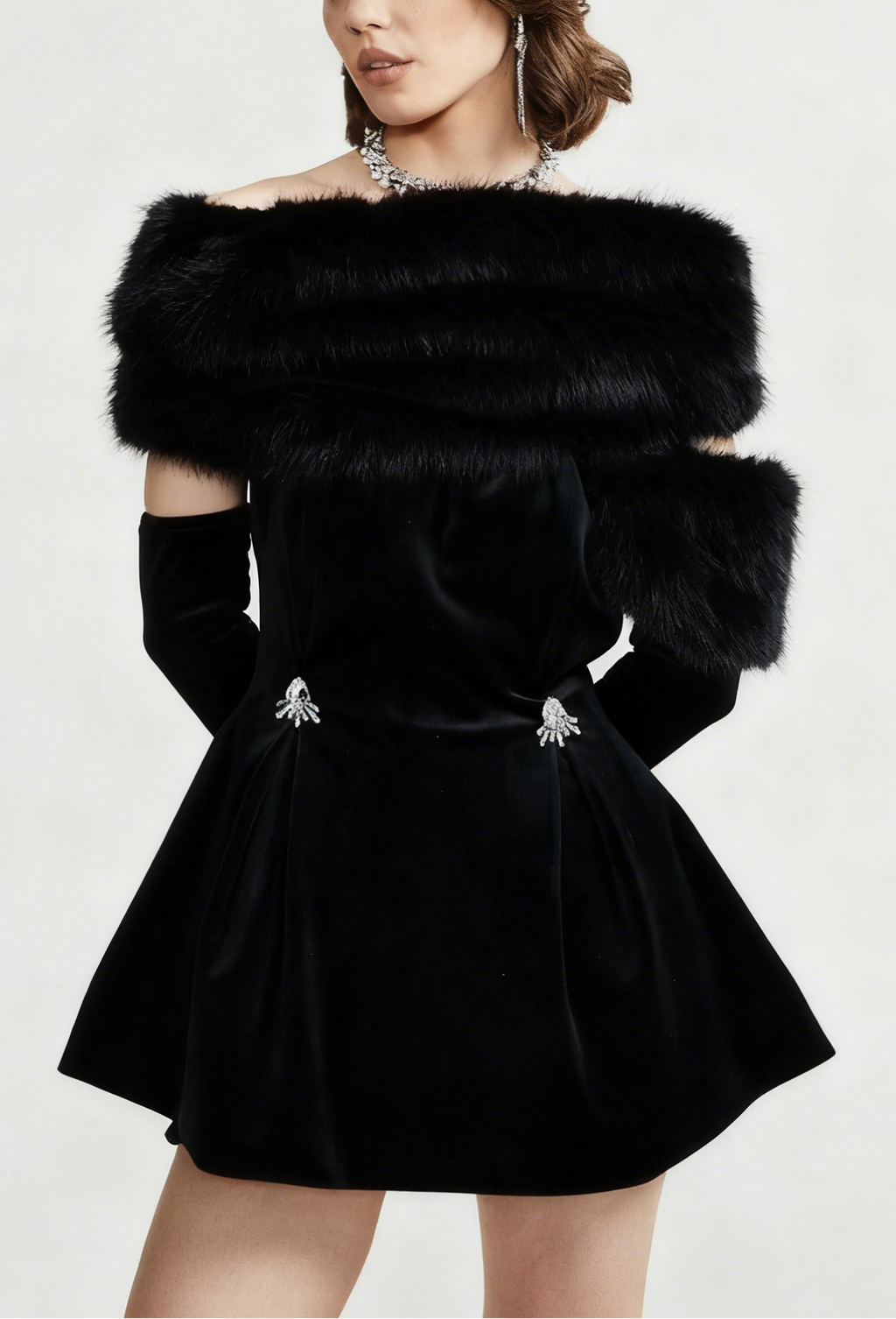 Wivika Velvet Fur Dress