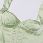 Flowering Girl Women CUSI CORSET RUCHED MINI DRESS IN GREEN