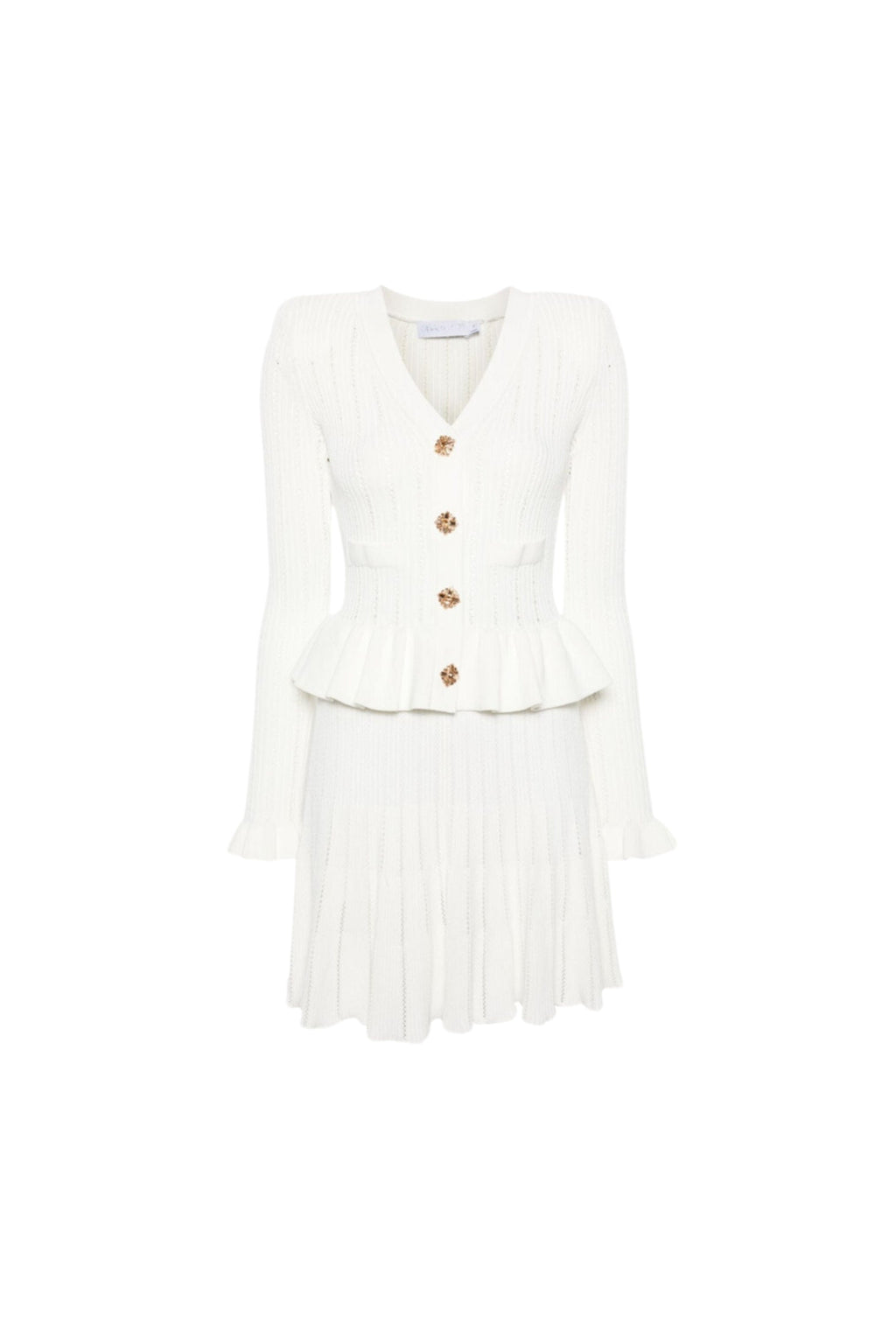 Flowering Girl Women White Knit Peplum Mini Dress