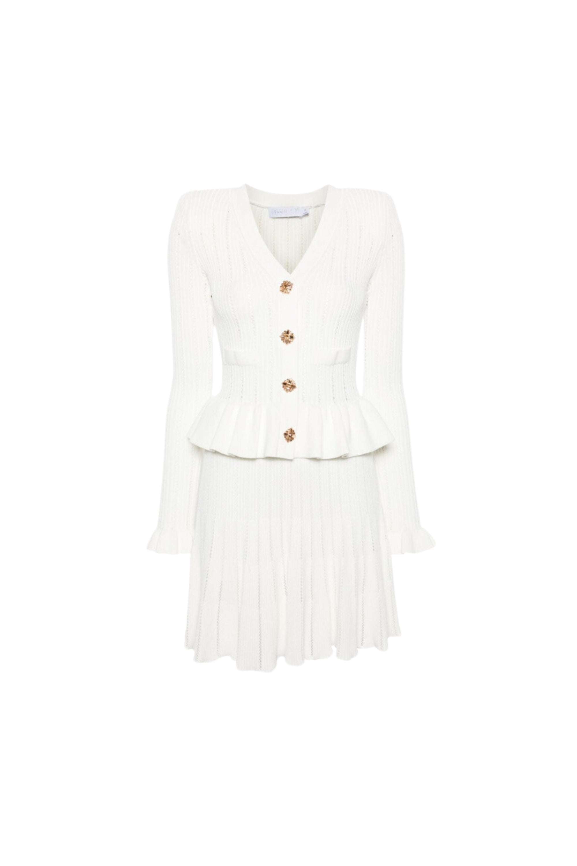 Flowering Girl Women White Knit Peplum Mini Dress