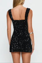 Flowering Girl Women Poppy Strapless Sequin Mini Dress In Black