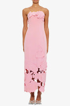 louise Appliqué Bustier Maxi Dress in pink