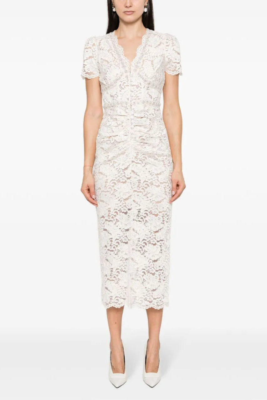 FLORAL LACE MIDI DRESS