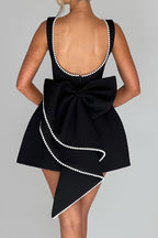 Flowering Girl Women Trista Bowknot Pearl Backless Mini Dress In Black