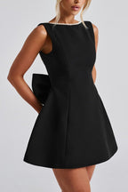 Flowering Girl Women Trista Bowknot Pearl Backless Mini Dress In Black