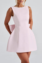 Flowering Girl Women Trista Bowknot Pearl Backless Mini Dress In Pink