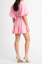 elvira 3D-Petal Belted Mini Shirt Dress in Pink
