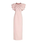 roxanne crystal-embellished crepe bodycon gown in pink
