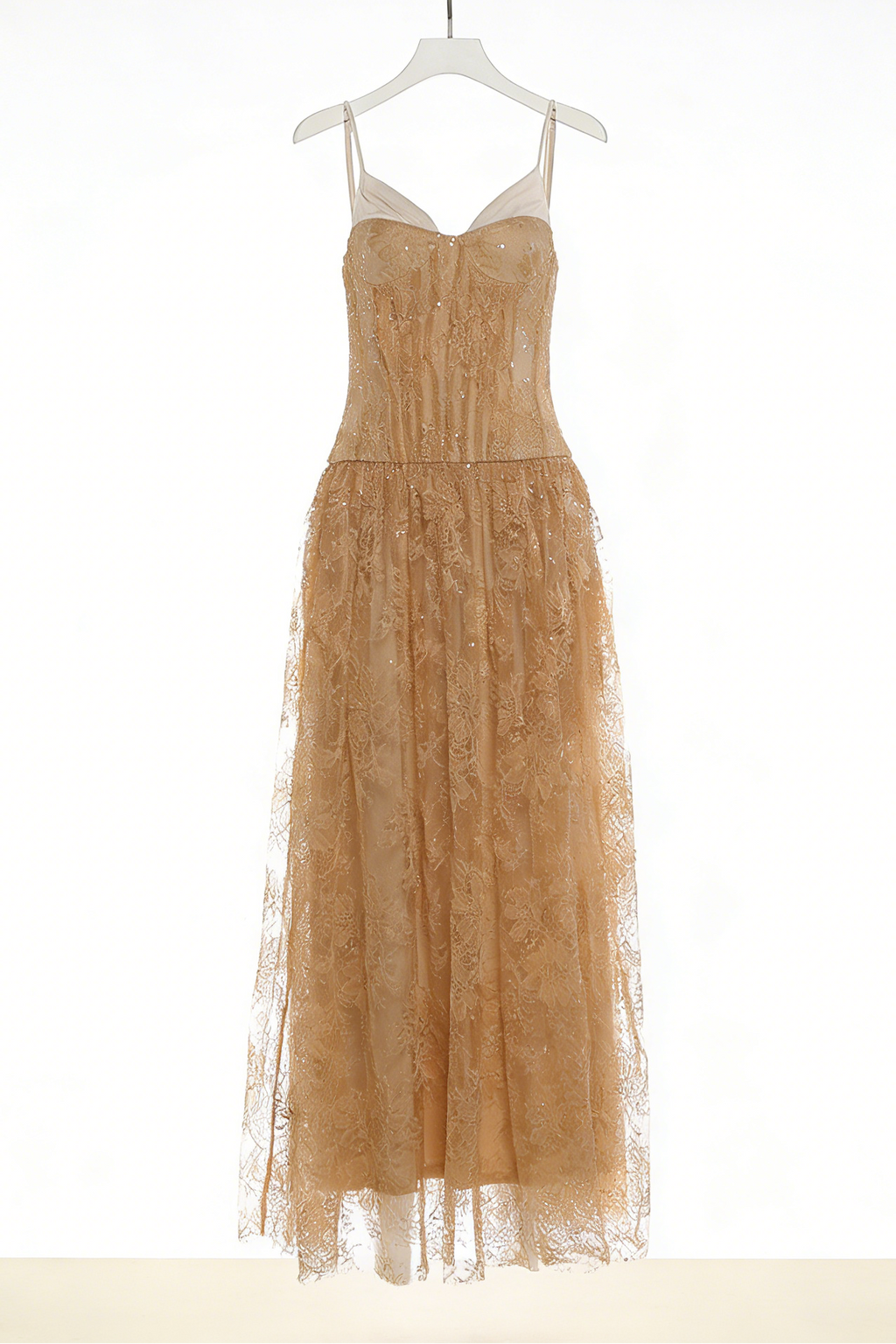 Rose Asymmetrical Waist Spaghetti Strap Maxi Dress - Khaki