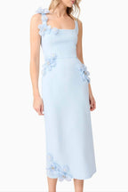 Flowering Girl Women Sabrina 3d Flower Midi Dress In Blue