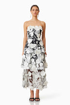 Flowering Girl Women Selene 3D flower Tiered Maxi Dress In Black