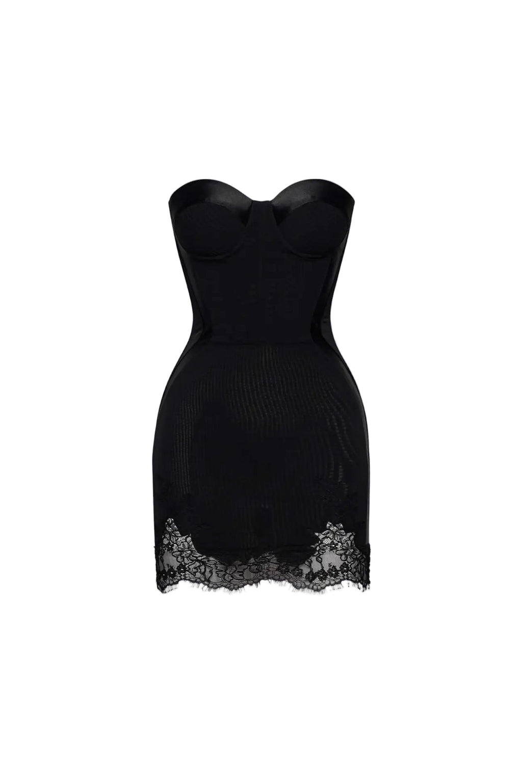 Sherry Black Cord Lace Bustier Mini Dress