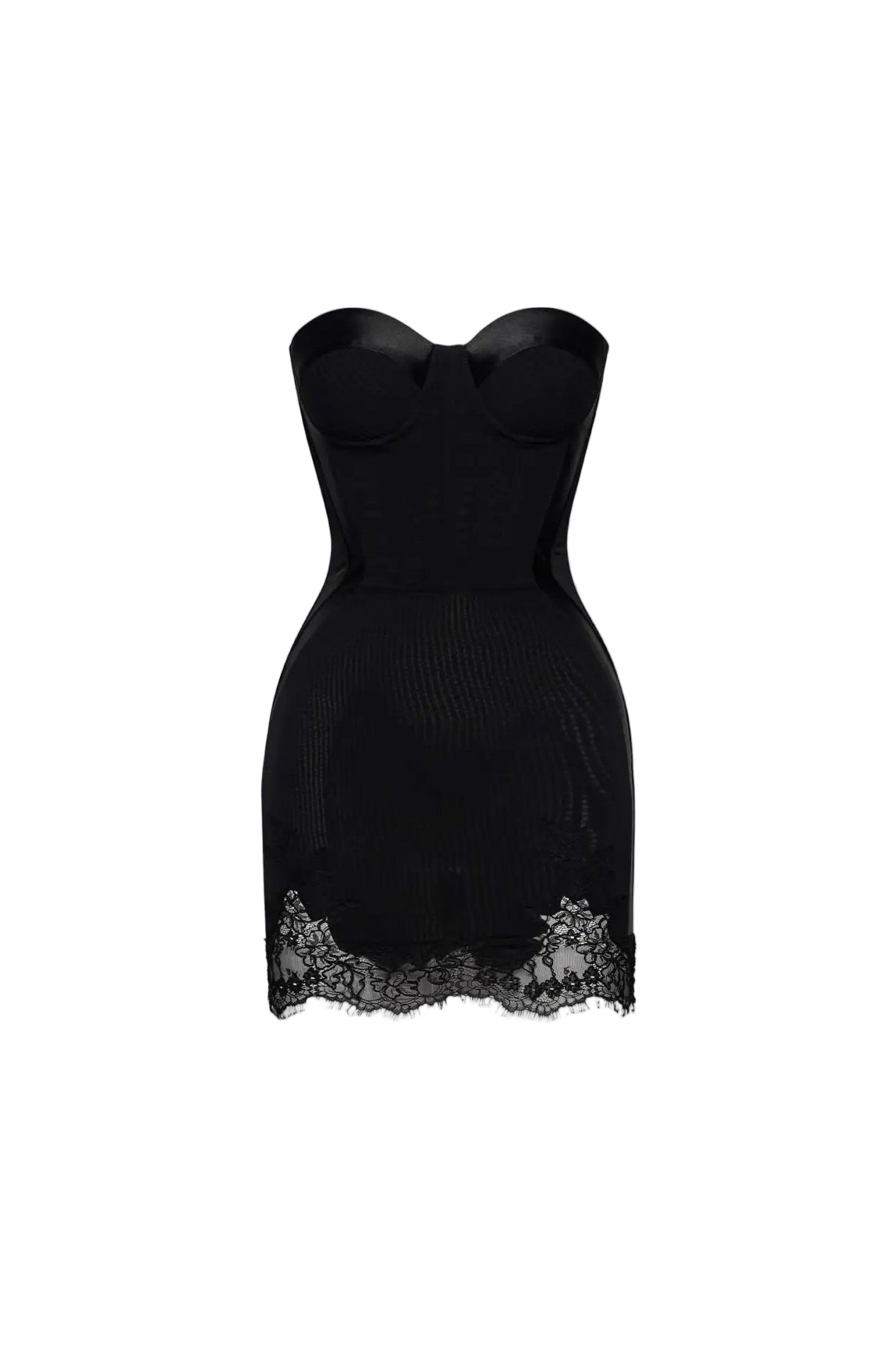 Sherry Black Cord Lace Bustier Mini Dress