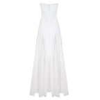 Flowering Girl Women pleated trim strapless maxi dress in white