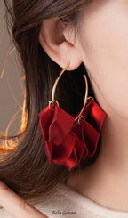 Flowering Girl Women Dina Red Petal Earrings