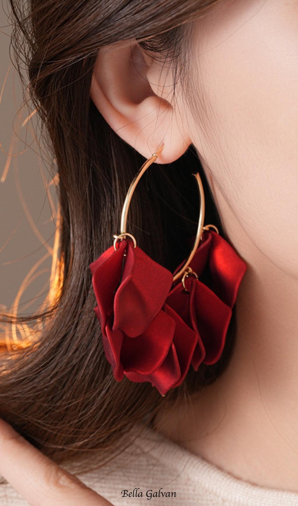 Flowering Girl Women Dina Red Petal Earrings