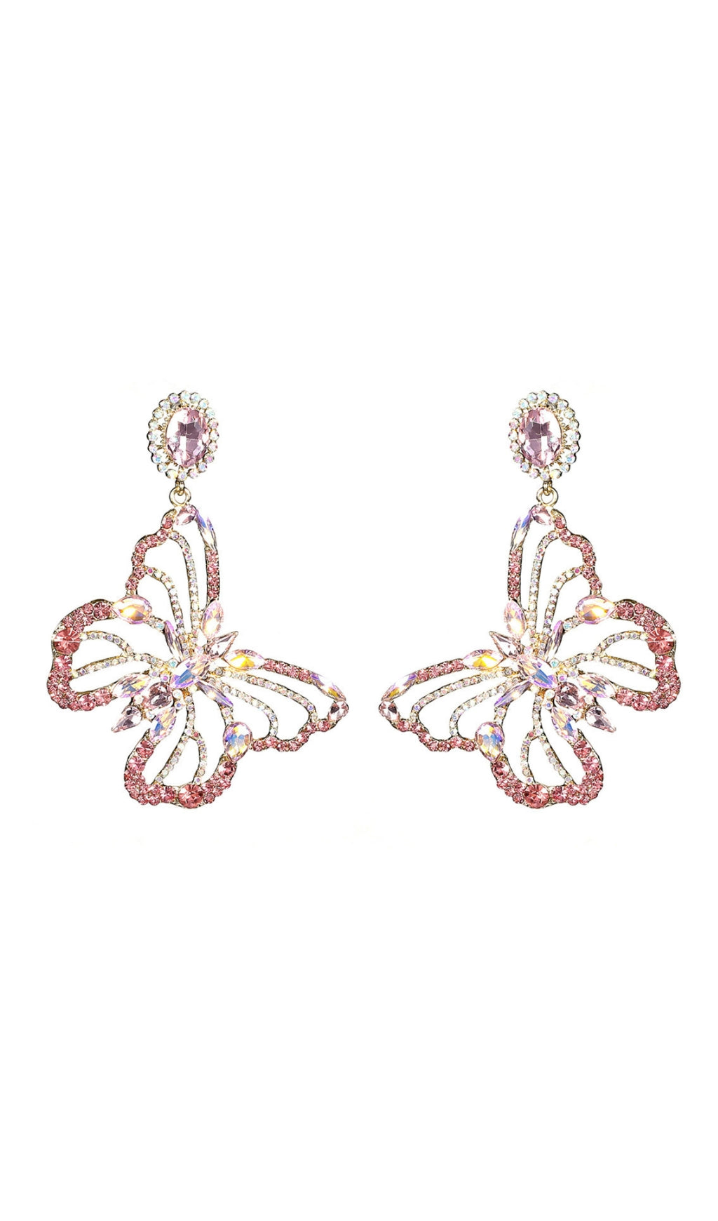 Flowering Girl Women Dong Rhinestone Butterfly Earrings