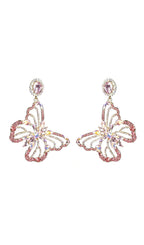 Flowering Girl Women Dong Rhinestone Butterfly Earrings