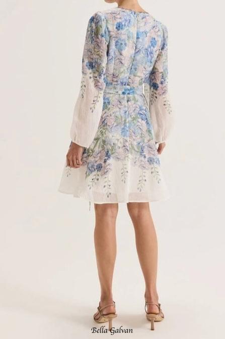 Flowering Girl Women Chelsea Floral print Mini Dress in Ivory