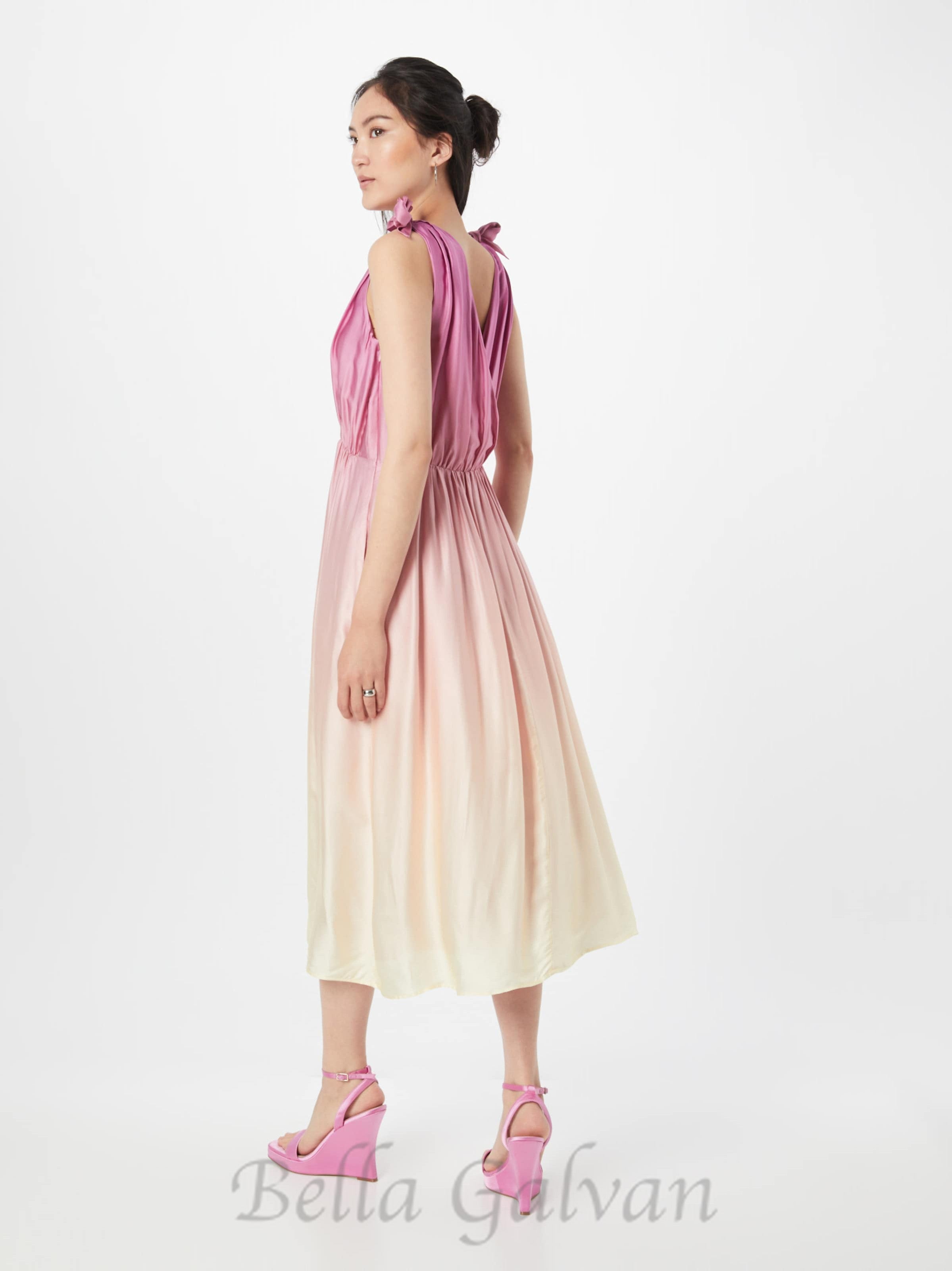 Flowering Girl Women Wrap-over midi dress in pastel yellow without belt